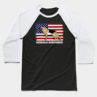 German Shepherd Dog American Flag Baseball T-Shirt